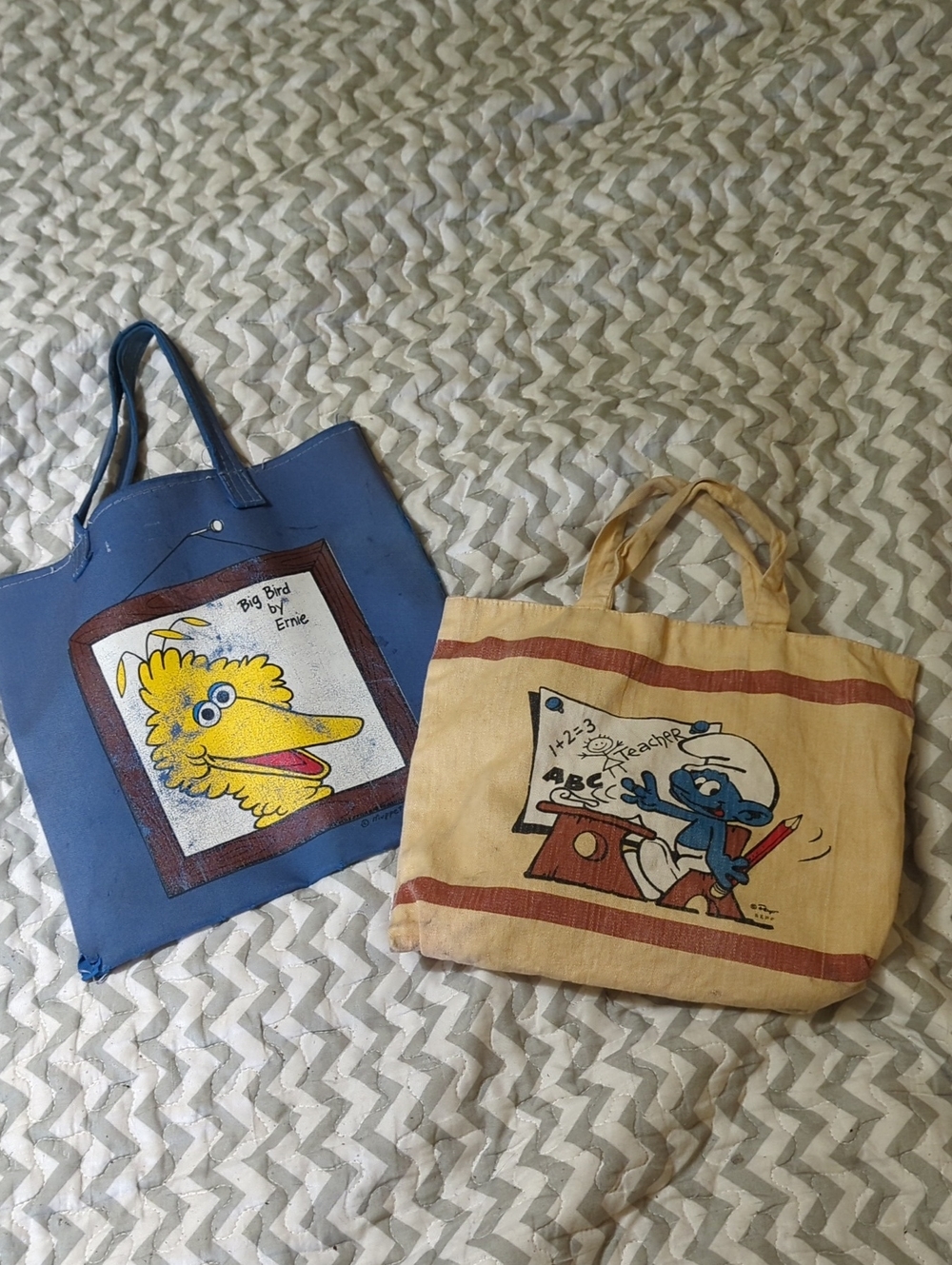 Mini Big Bird And Smurfs Tote Bags